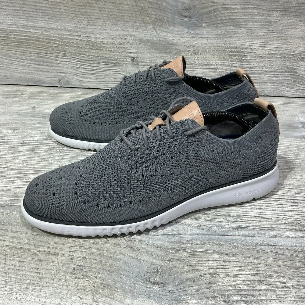 Cole Haan 2.Zerogrand Stitchlite Wingtip Oxford Men's Size 10 M Gray Knit C27947